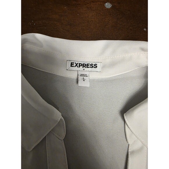 Express Button Down Portofino Womens Large White Long Sleeve Classic Workwear - Picture 2 of 6